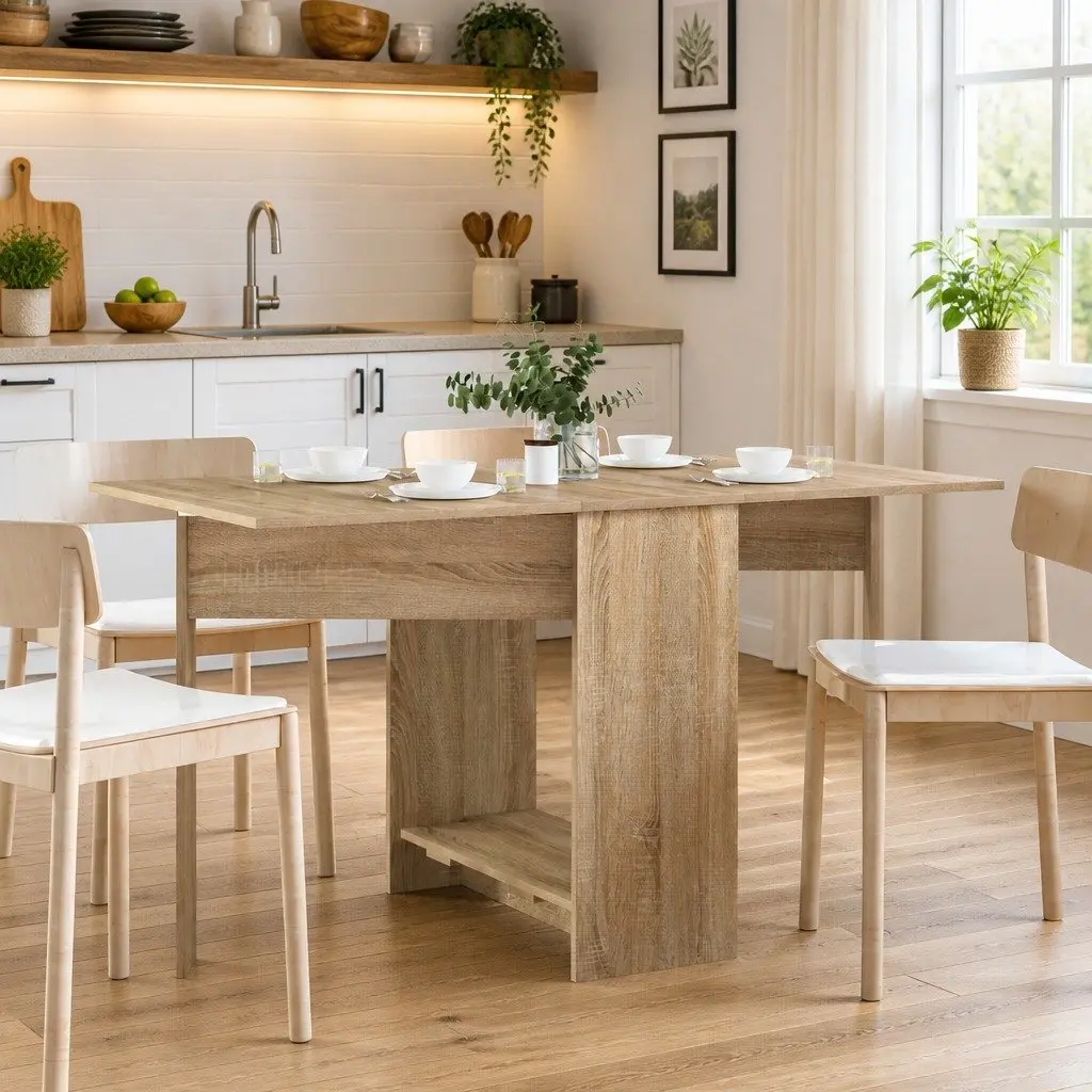 Dining Table Extendable Folding Tabletop Engineered Wood 138x70cm Brown
