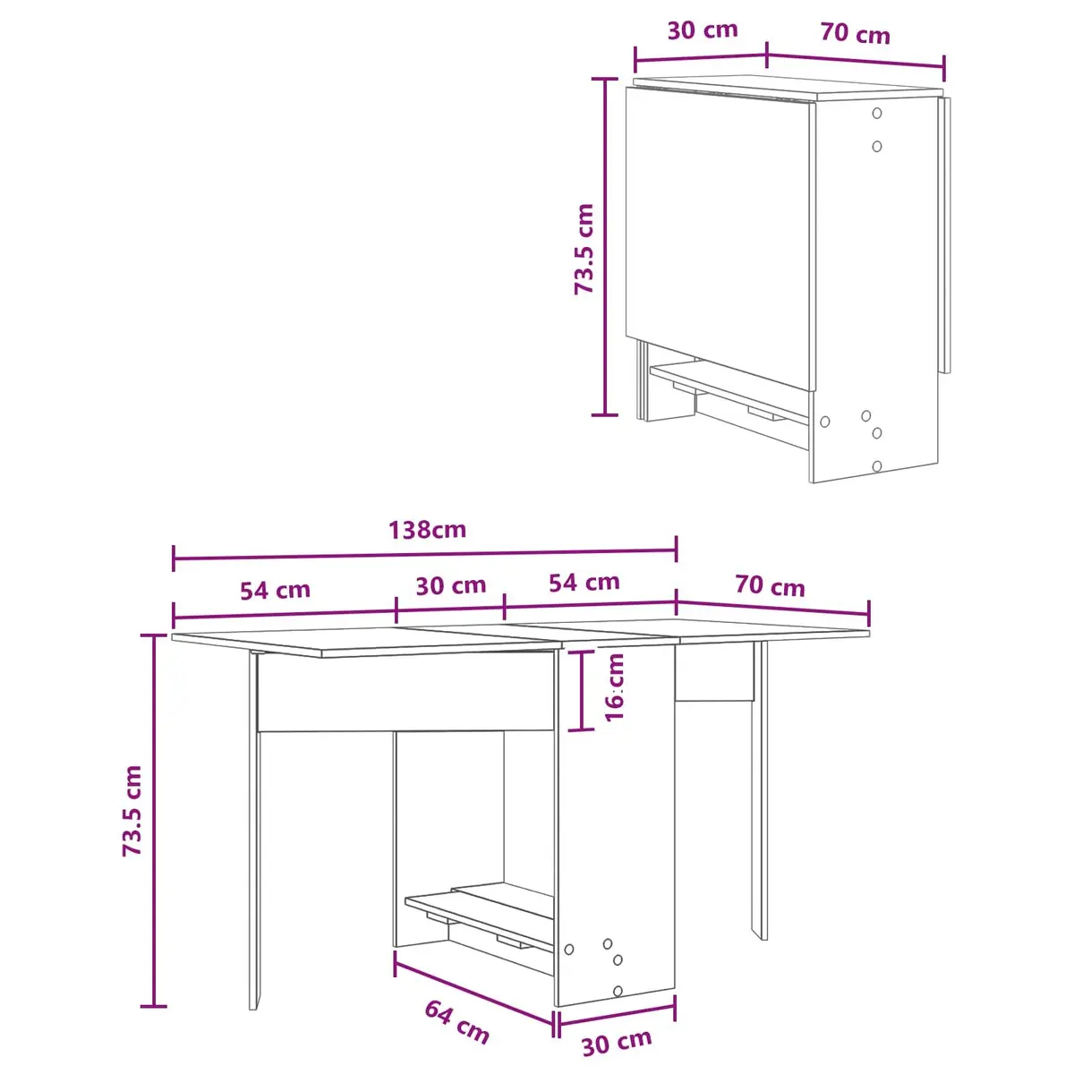 Dining Table Extendable Folding Tabletop Engineered Wood 138x70cm Brown