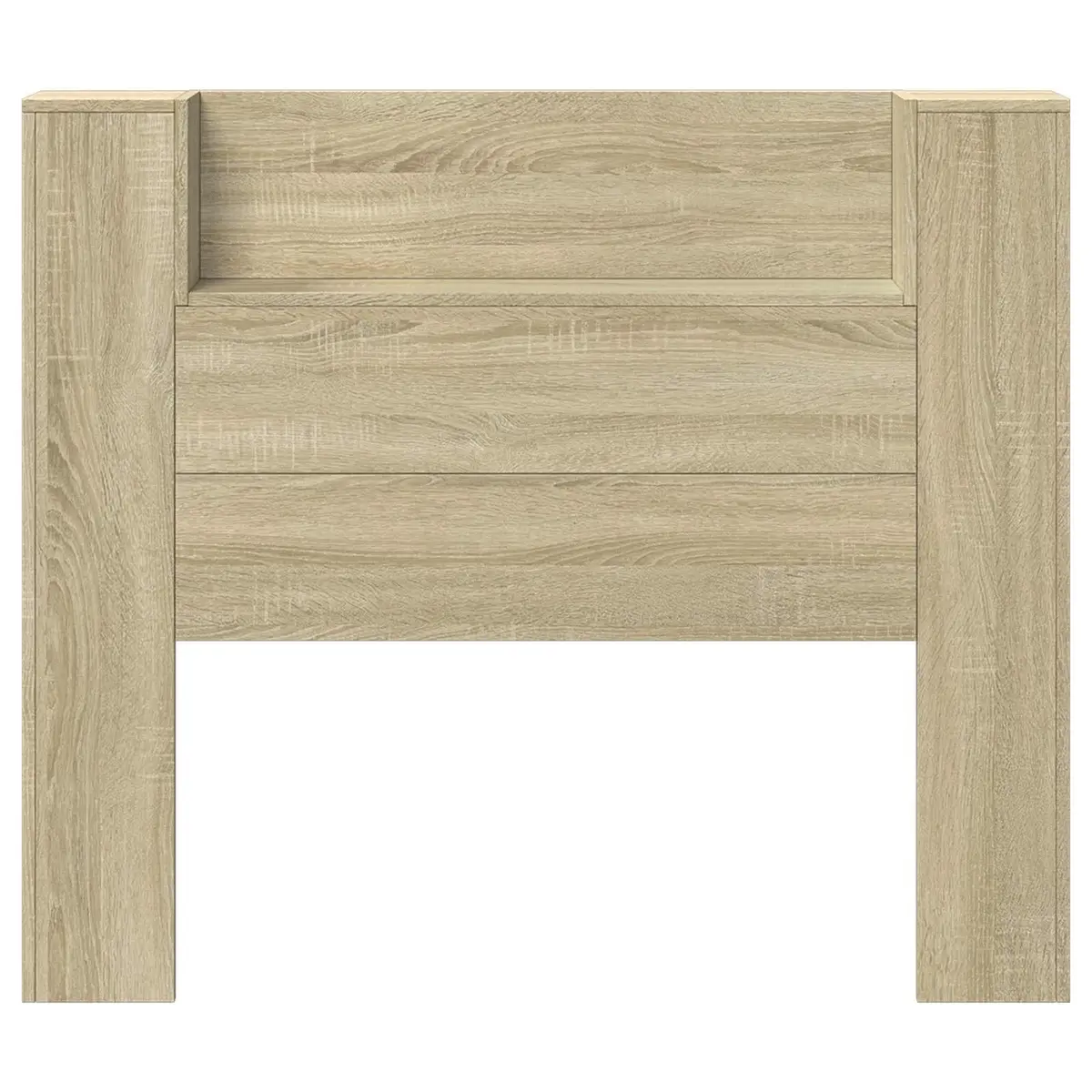 Headboard Cabinet with LED Lights Wall-Mounted Storage Bedroom Tan 120cm Modern