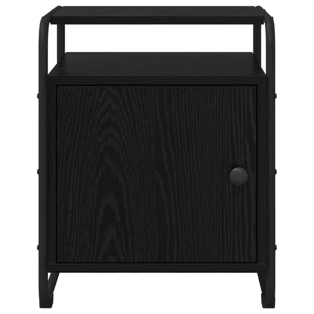 Bedside Cabinet Engineered Wood Black Modern Storage Table