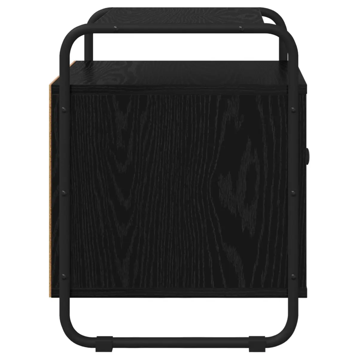 Bedside Cabinet Engineered Wood Black Modern Storage Table