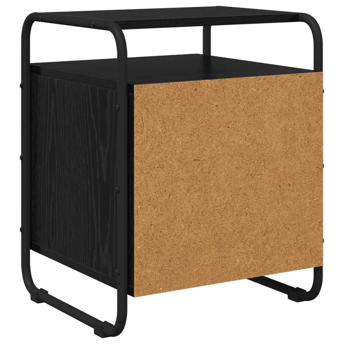 Bedside Cabinet Engineered Wood Black Modern Storage Table