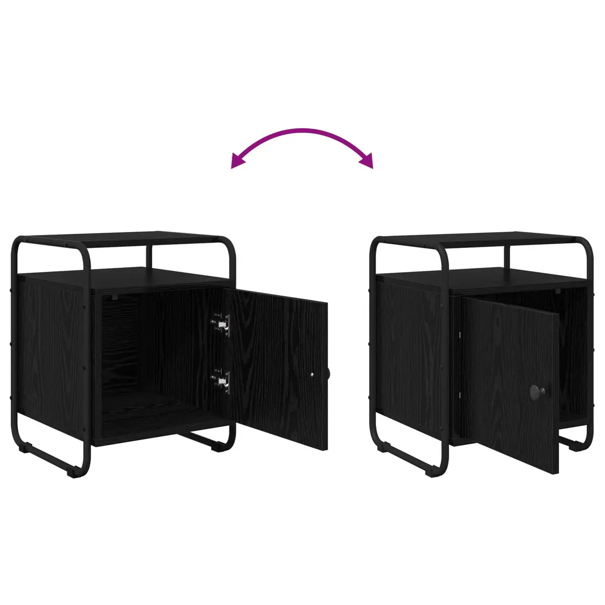 Bedside Cabinet Engineered Wood Black Modern Storage Table