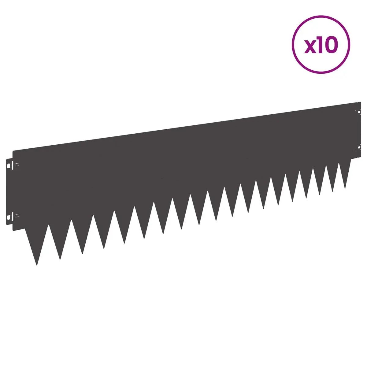 Steel Lawn Edging 10 Piece Flexible Borders Black Weather-Resistant for Landscaping Outdoor