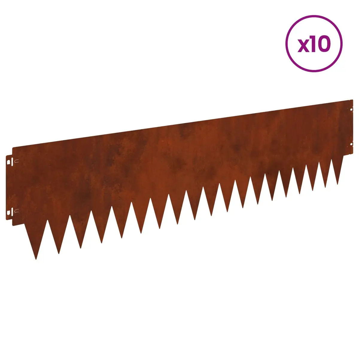 Metal Lawn Edging Steel 10 Pieces Flexible Interlocking Brown