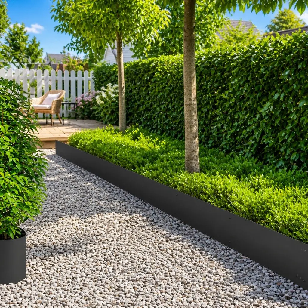 Garden Lawn Edging 10 Pieces 103 x 30 cm Steel Metal Border Black Flexible