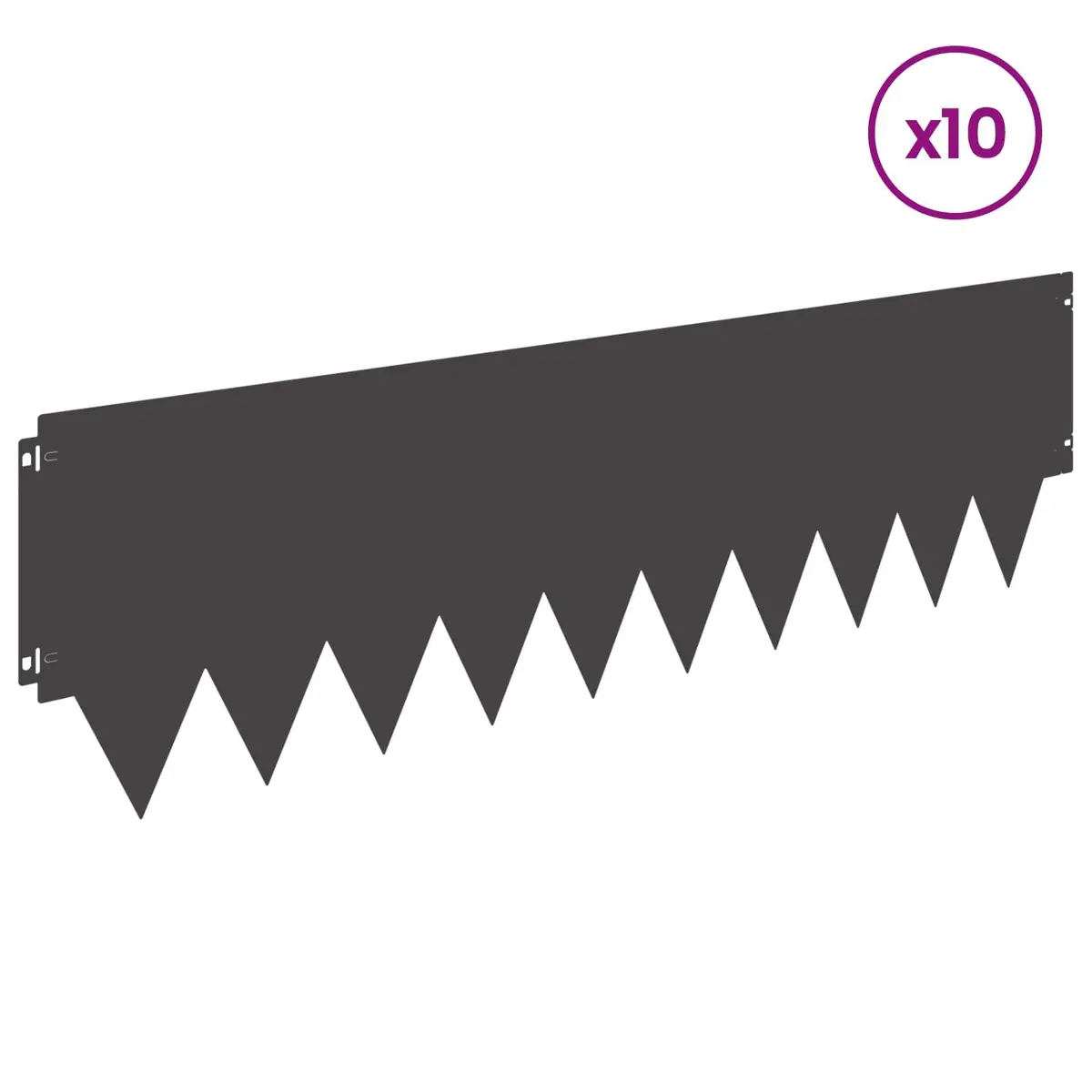 Garden Lawn Edging 10 Pieces 103 x 30 cm Steel Metal Border Black Flexible