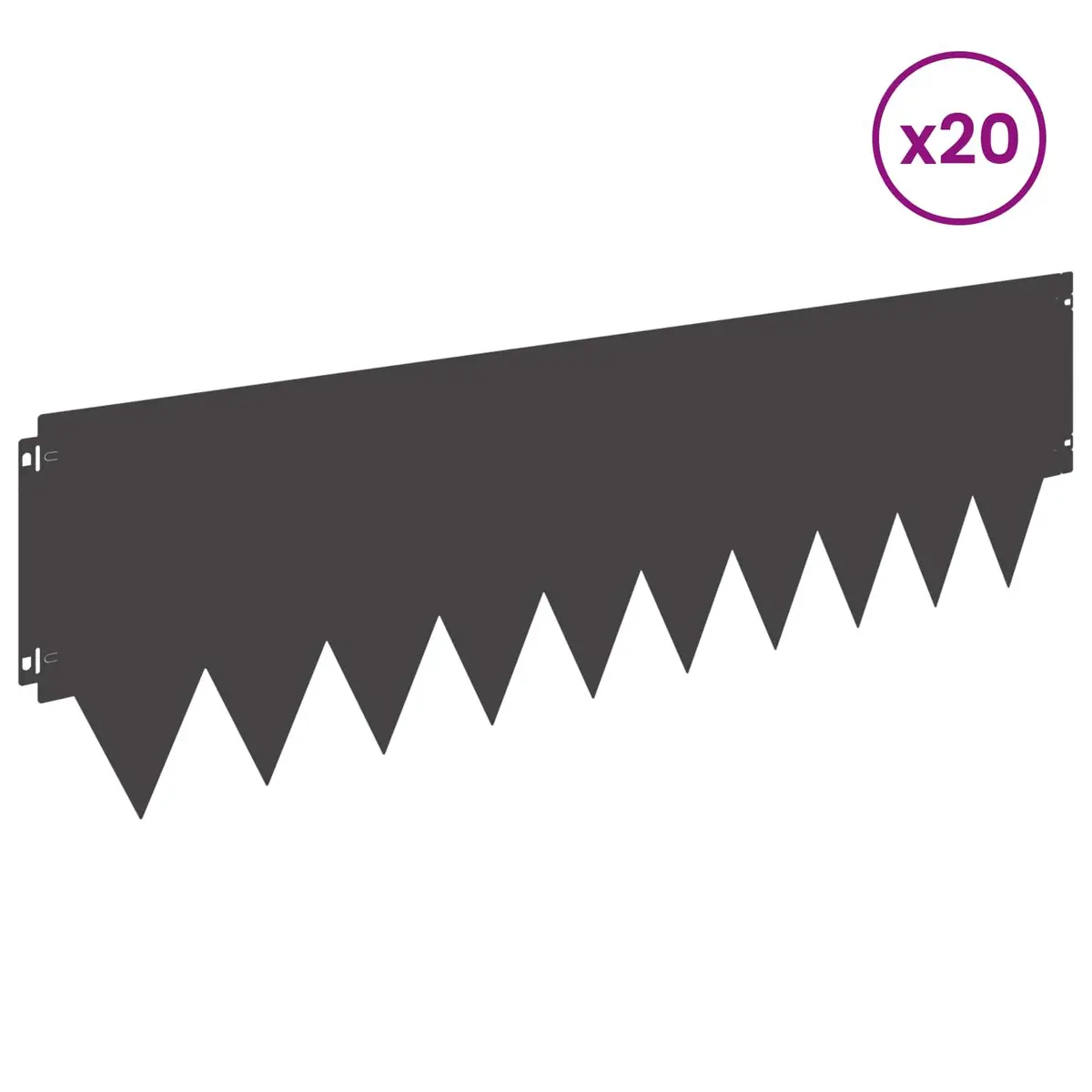 Steel Lawn Edging 20 Pieces Garden Border Flexible Interlocking Black Metal