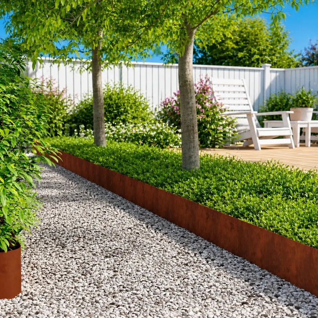 Steel Lawn Edging Flexible Metal Fencing 10 Piece Brown