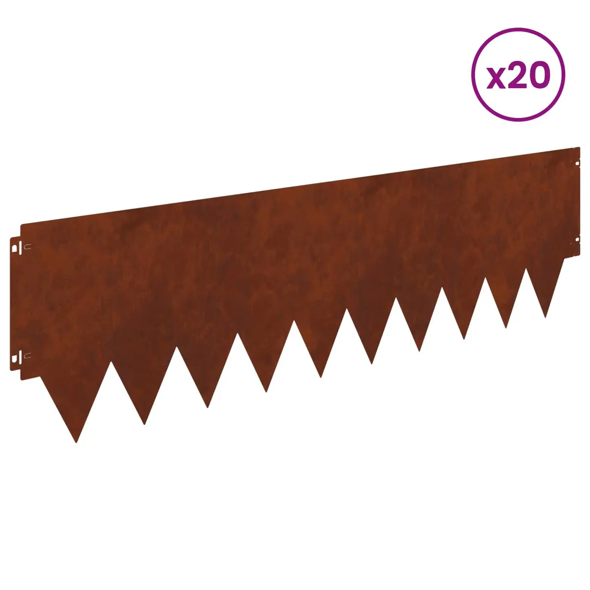 Steel Lawn Edging 20 Pieces Flexible Interlocking Garden Border Brown