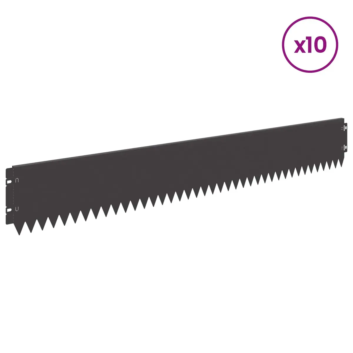 Garden Lawn Edging Steel 103x15cm Black Bent Top 10 Piece Landscape Border Edge