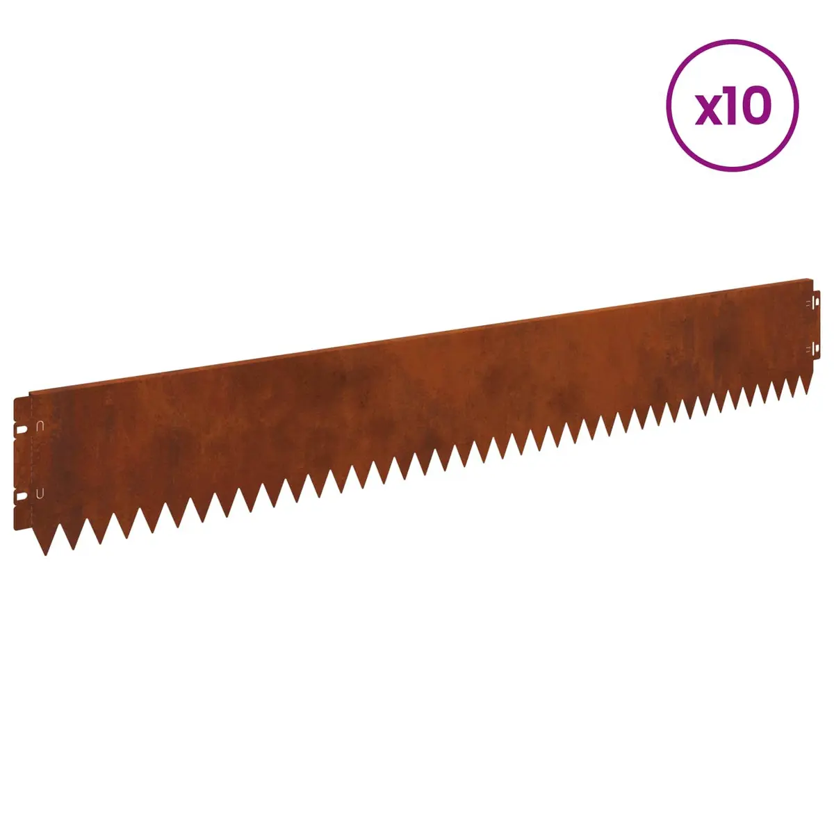 Garden Lawn Edge Border 10 pcs Bent Top Steel Landscape Edging 103x15cm Rusty
