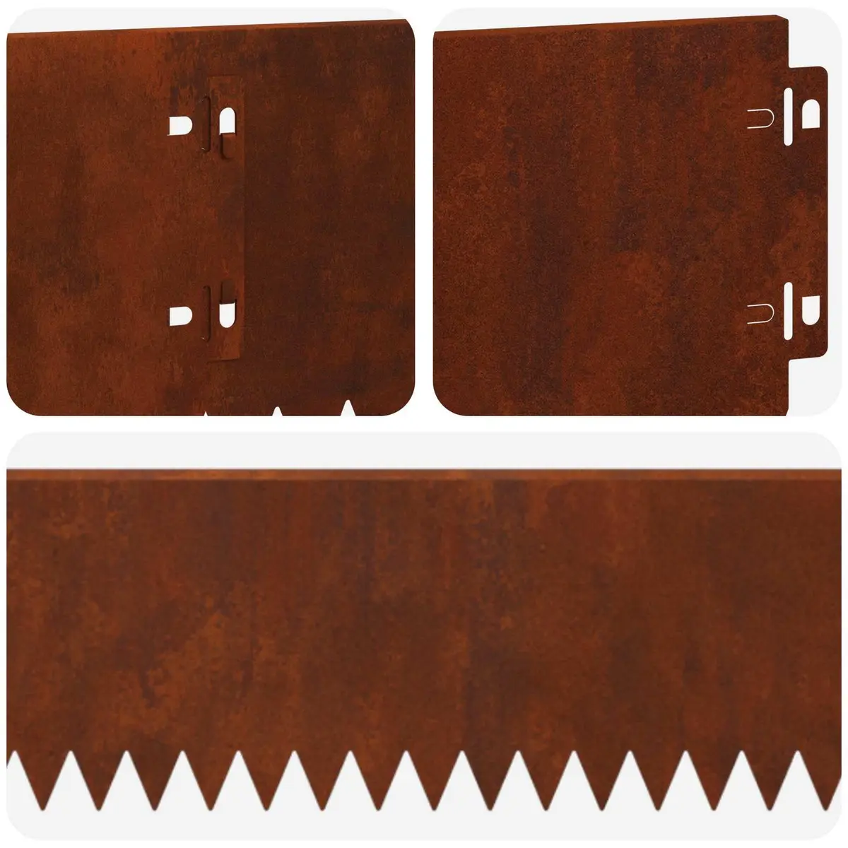 Garden Lawn Edge Border 10 pcs Bent Top Steel Landscape Edging 103x15cm Rusty