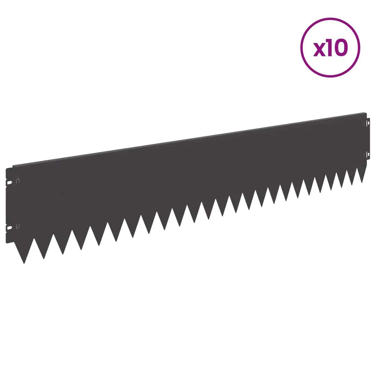 Garden Lawn Edging Steel 103x20cm Black Bent Top 10 Piece Border Landscape Edge