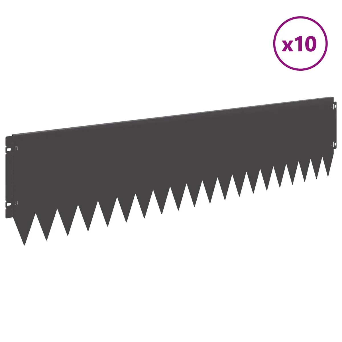 Lawn Edging Steel Bent Top Black 10 Piece 103x25cm