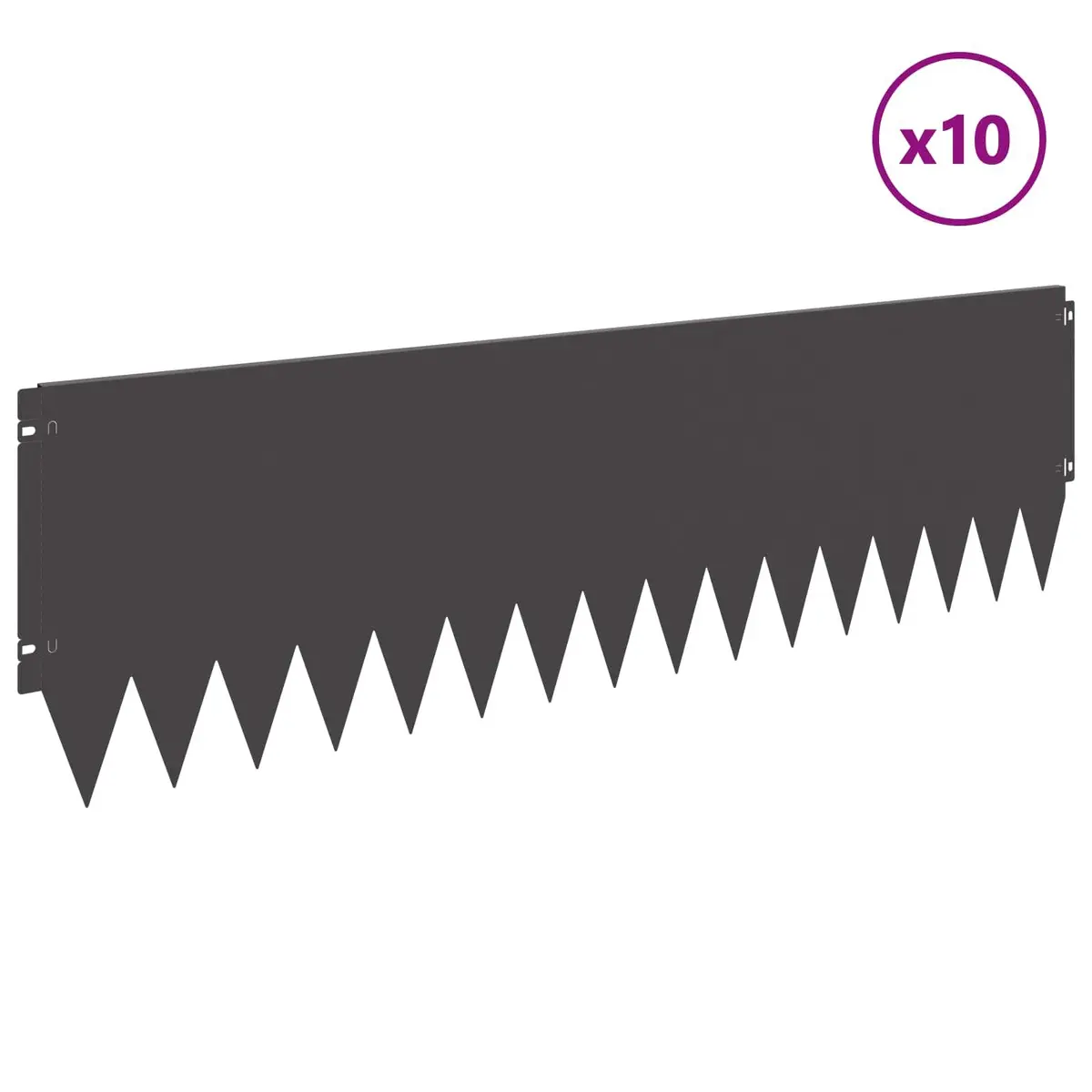 Garden Edging Steel Black 103x30cm Bent Top 10 Pieces