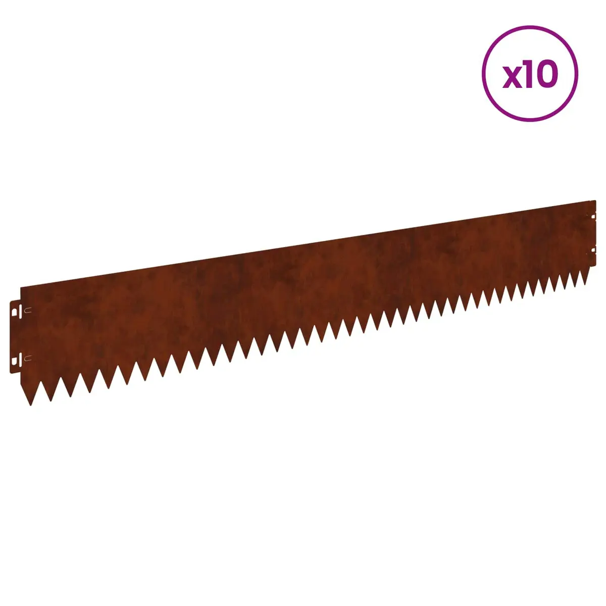 Garden Lawn Edging Steel 103x15cm Brown Top Fold 10 Piece