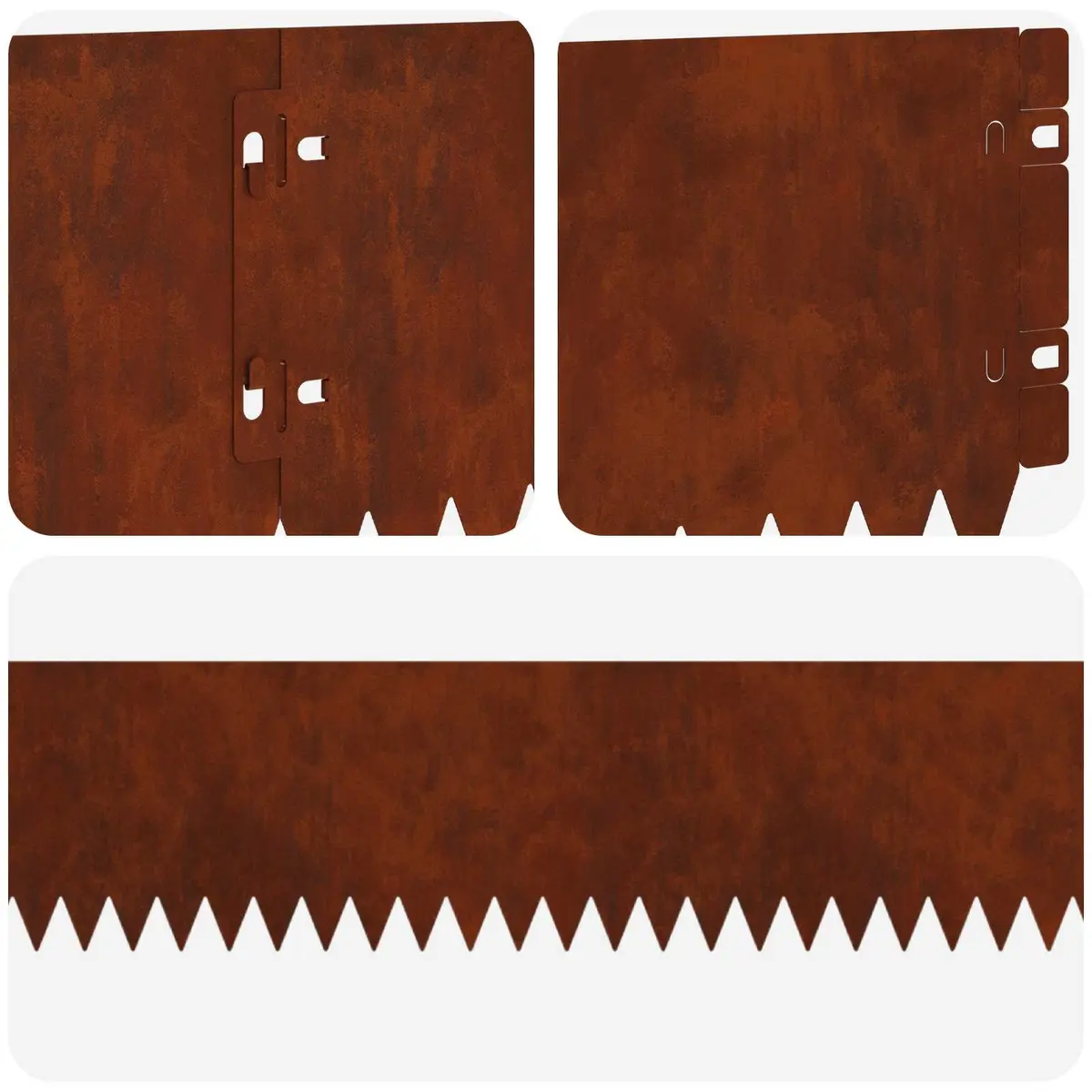 Garden Lawn Edging Steel 103x15cm Brown Top Fold 10 Piece