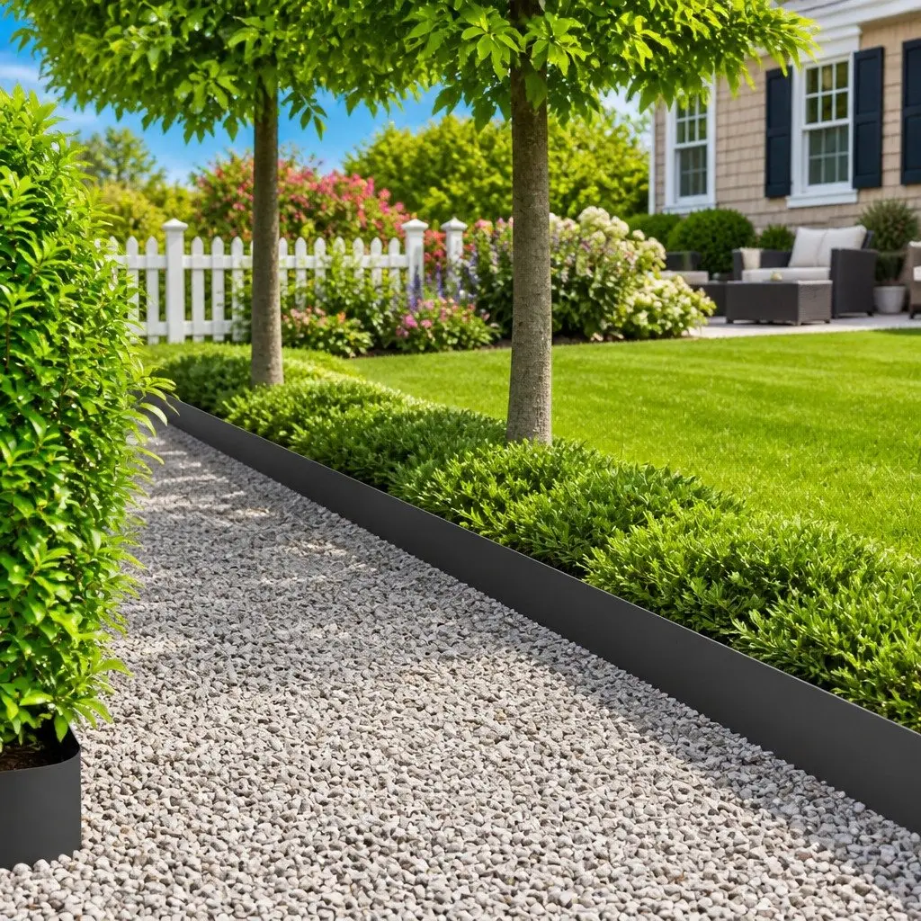 Garden Lawn Edging Steel 103x20cm Black 20 Piece