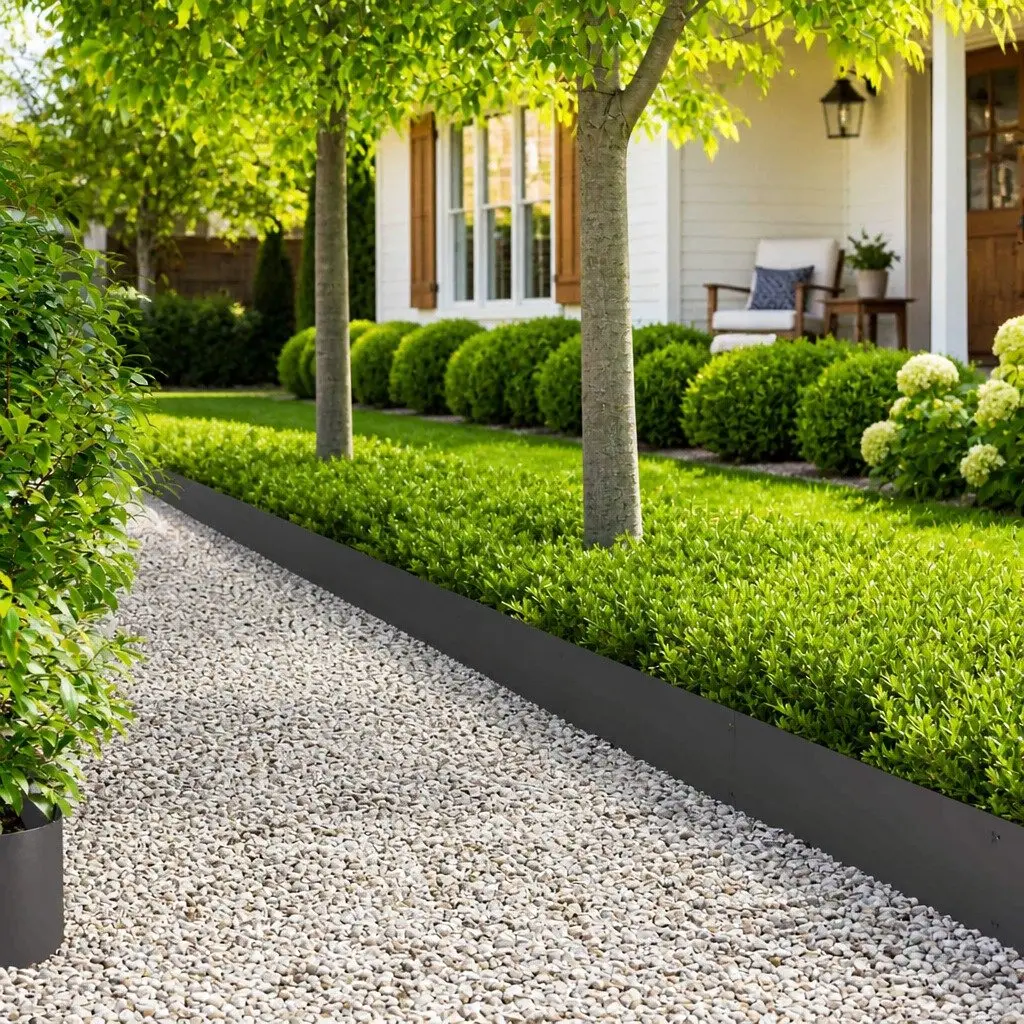 Garden Lawn Edging Steel 103x25cm Black 10 Piece Border Fence Flower Bed Path Edge