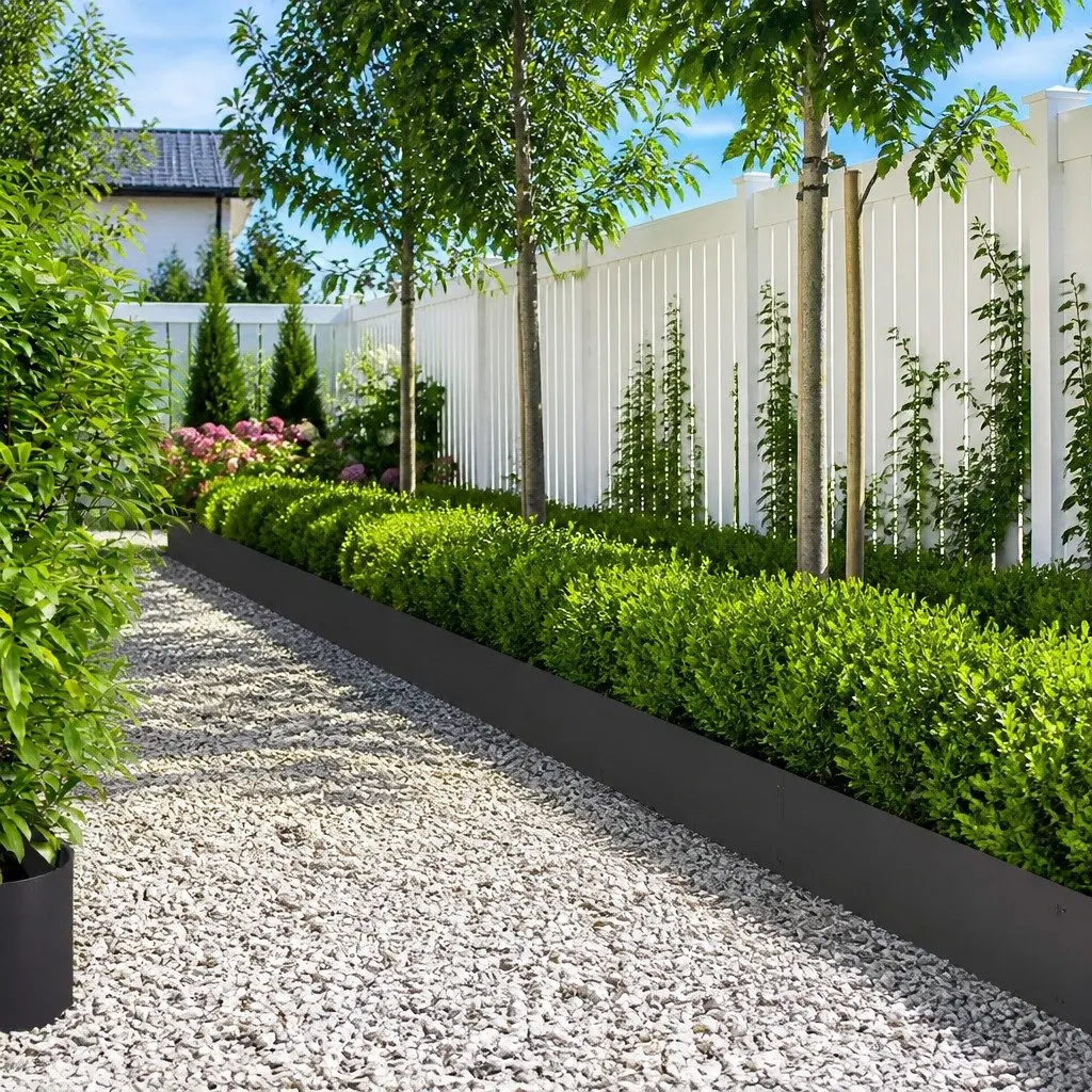 Garden Lawn Edging Steel Border Edge 103x25cm Black