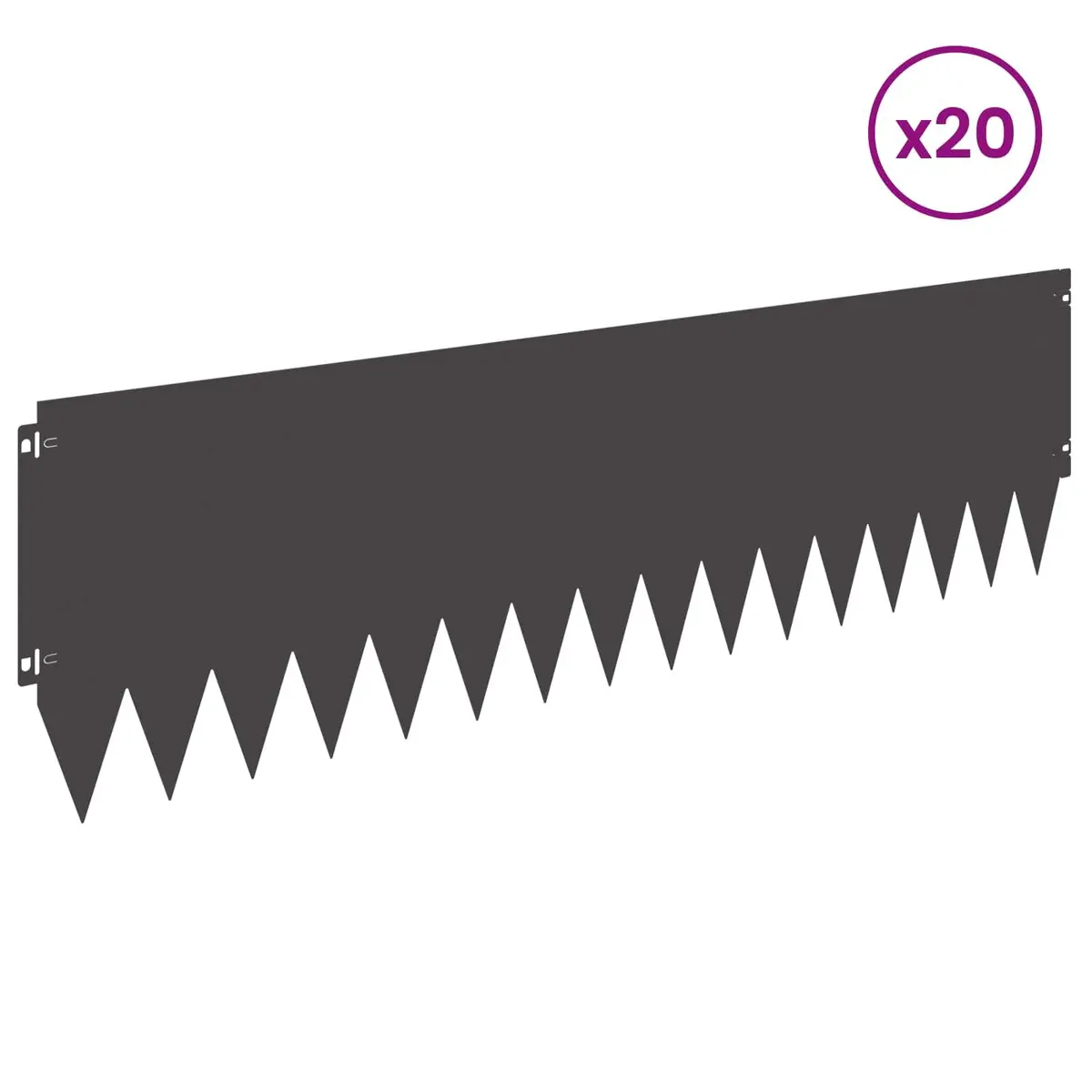 Lawn Edge with Top Fold 20 pcs 103x30cm Garden Border Steel Edging Black