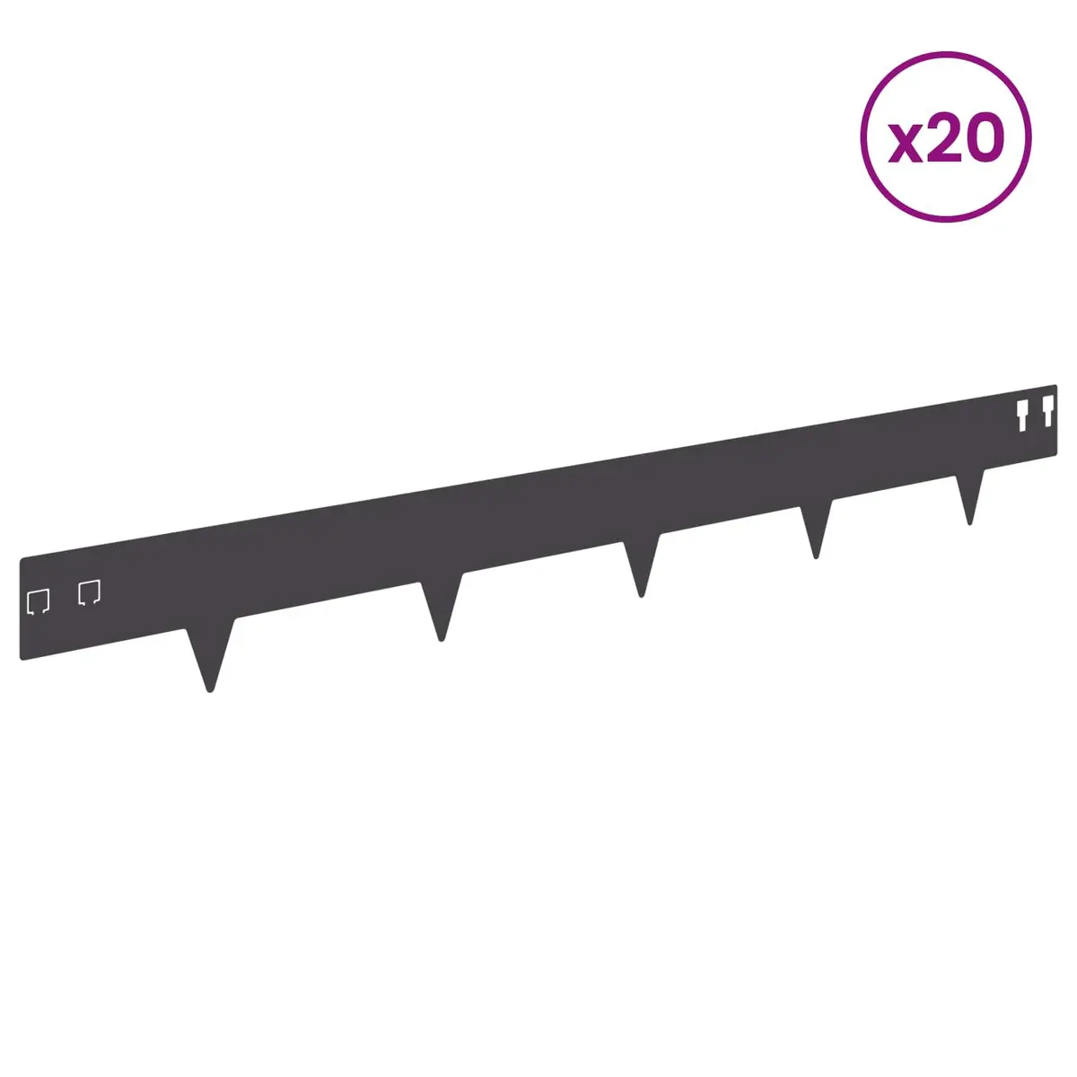 Garden Lawn Edging Steel 100 x 12 cm Black Flexible Landscaping 20 Pieces