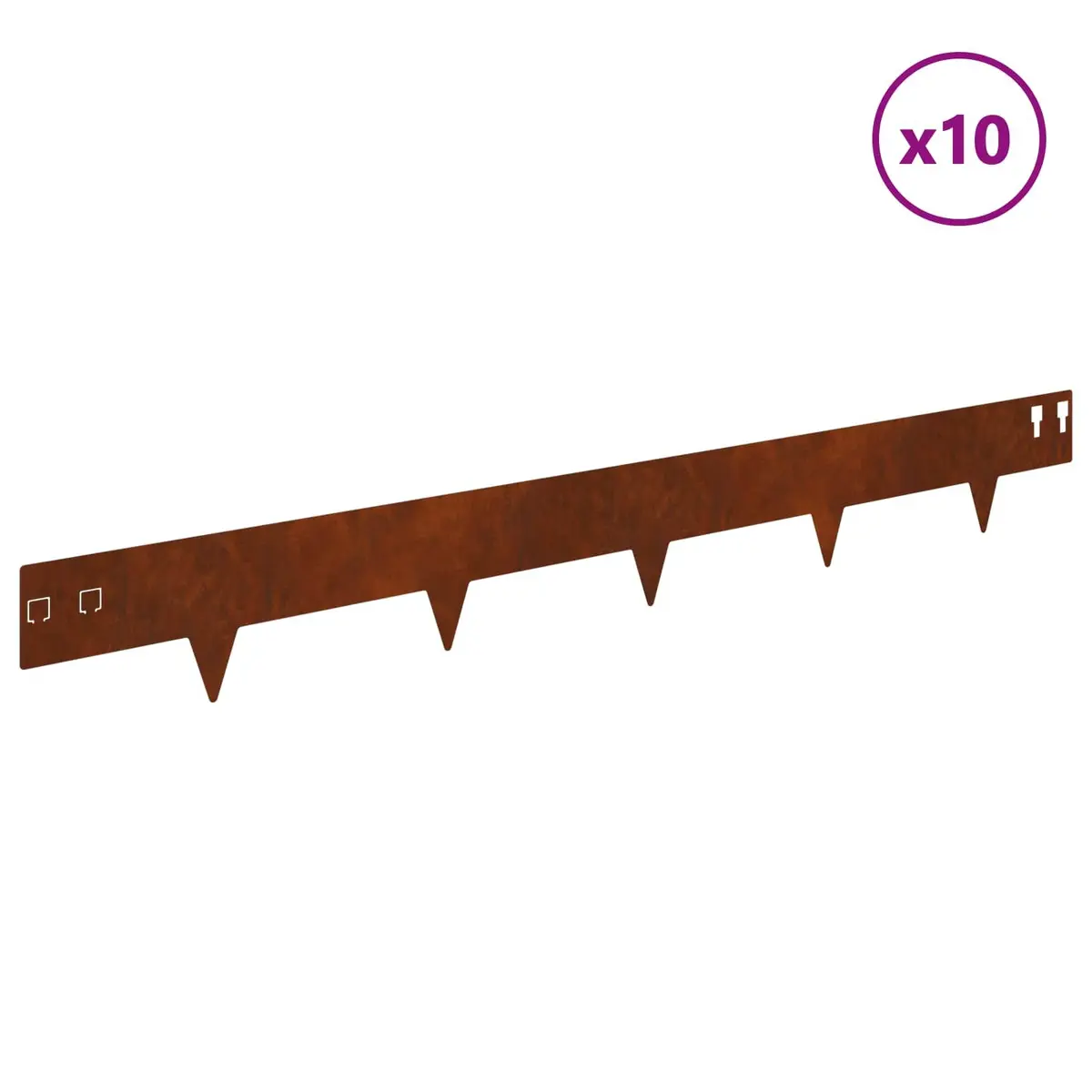 Garden Lawn Edging Steel 100x12cm Brown 10 Piece