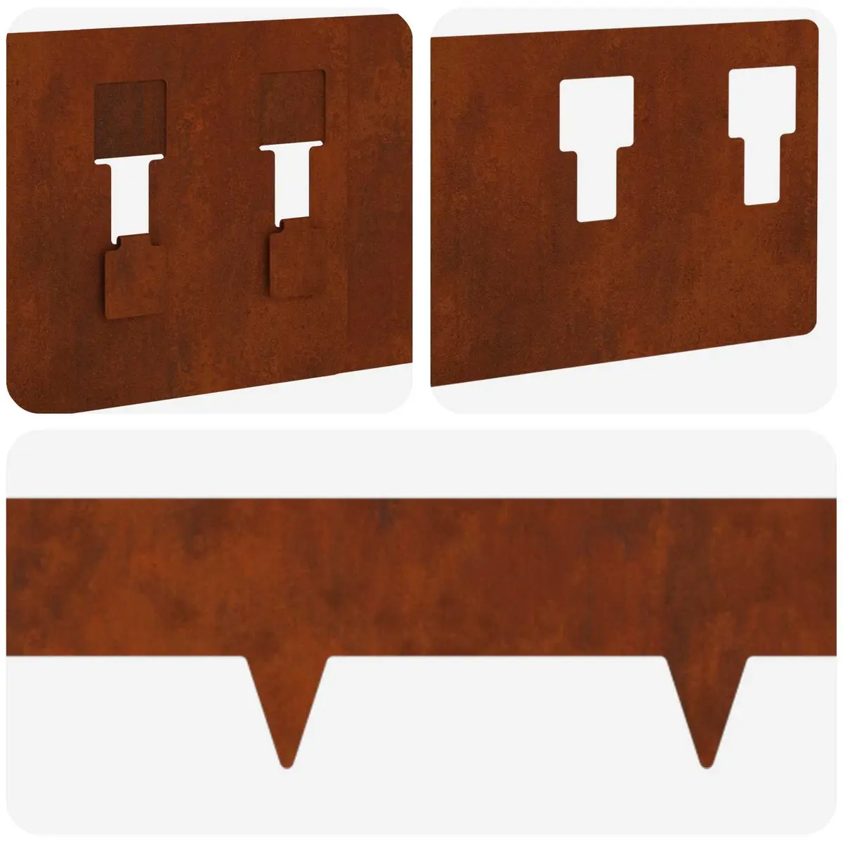 Garden Lawn Edging Steel 100x12cm Brown 10 Piece