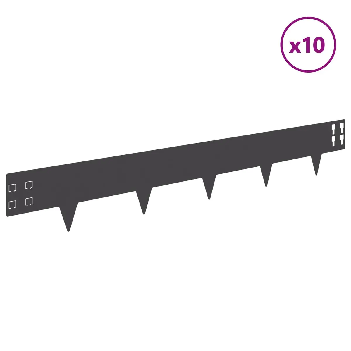 Garden Border Edge Steel Black 100x15cm Sharp Points Landscape Edging 10 Piece