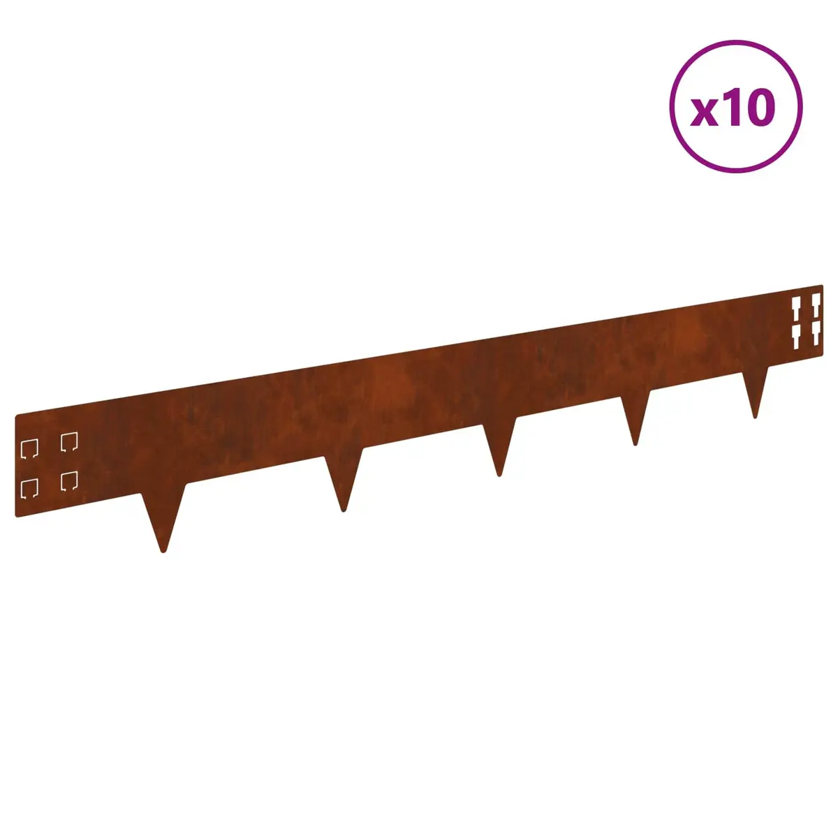 Garden Lawn Edging 10 pcs 100x15cm Steel Border with Sharp Points Rusty Brown