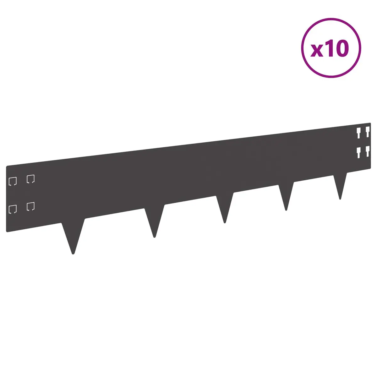 Steel Lawn Edging 10 Pieces 100 x 20 cm Garden Border Landscape Barrier Black