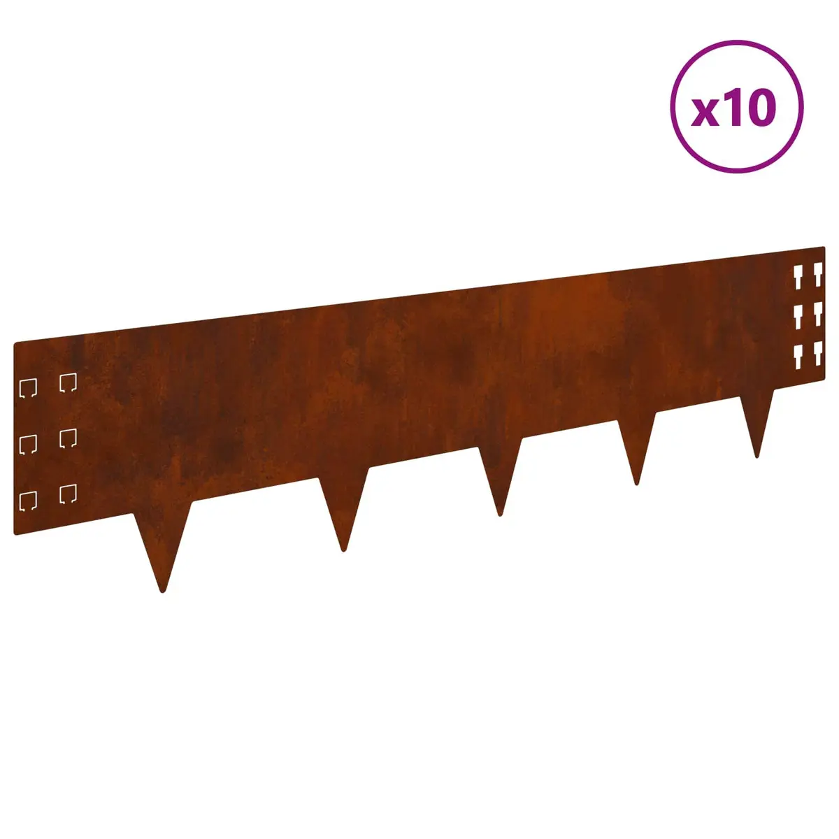 Garden Lawn Edging 10 pcs Steel Borders Landscaping Flexible Rusty Brown