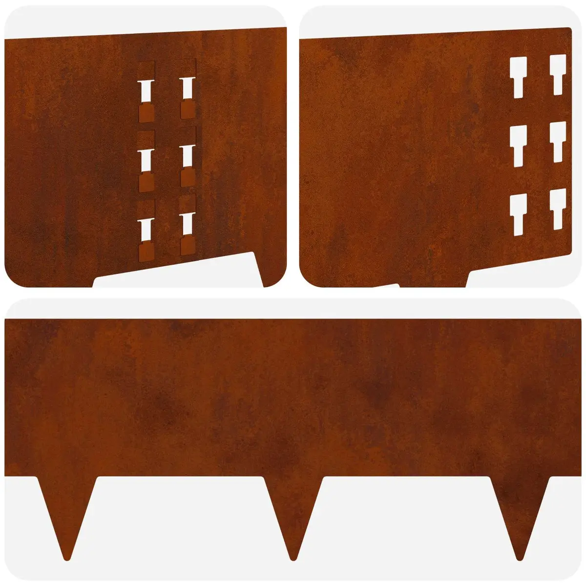 Garden Lawn Edging 10 pcs Steel Borders Landscaping Flexible Rusty Brown