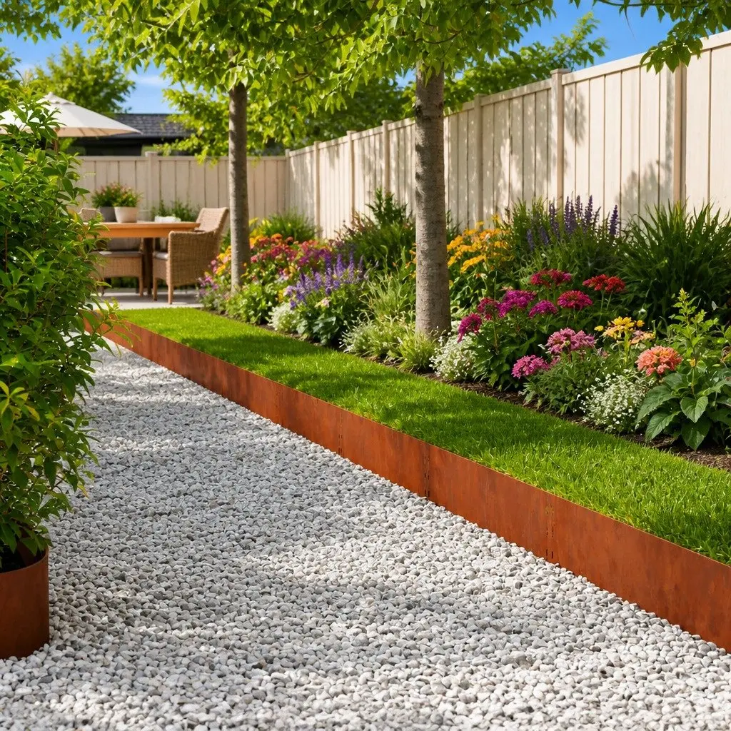 Garden Lawn Edging Steel Flexible 100x25cm Brown