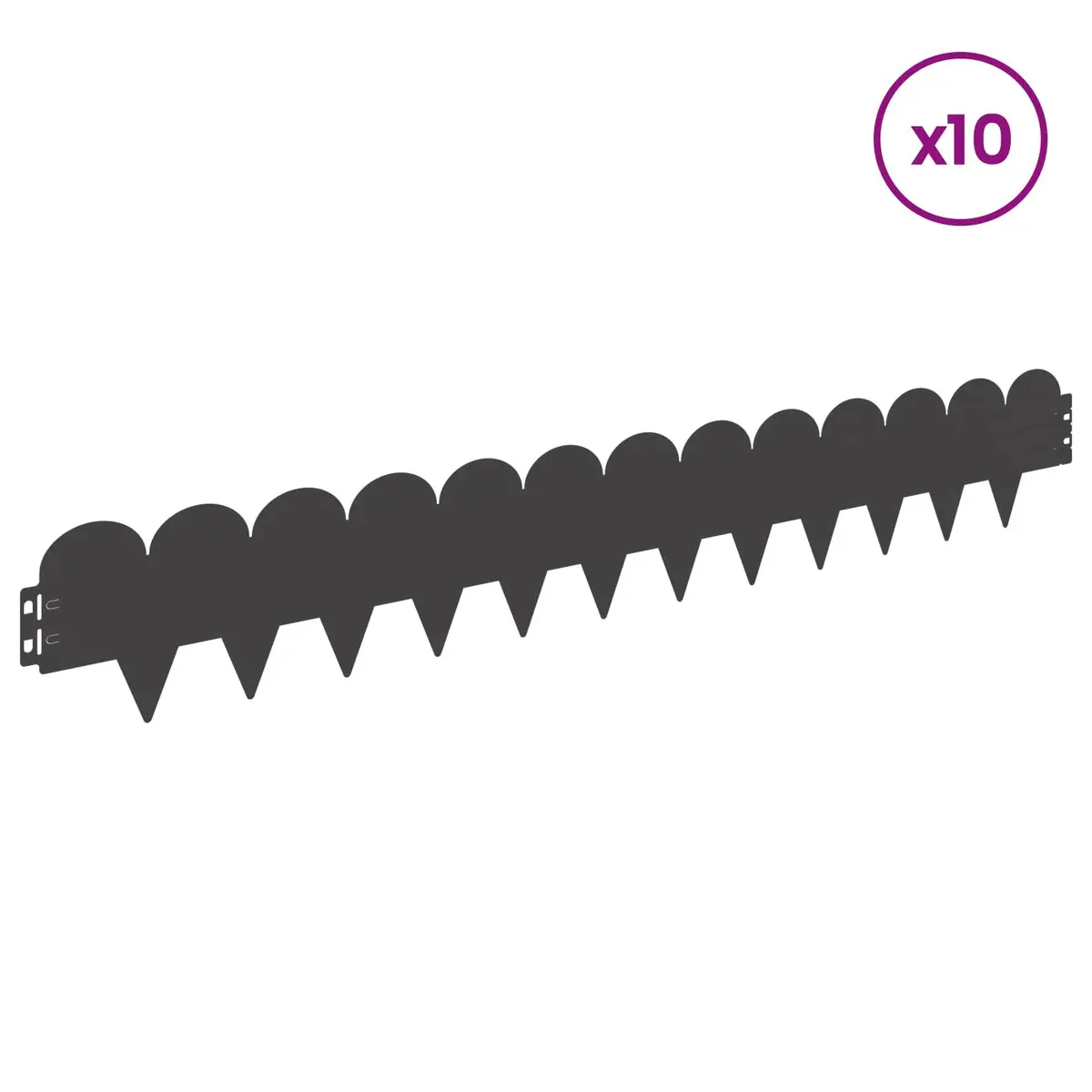Steel Lawn Edging Black 103x15cm Sharp Round Top 10 Piece