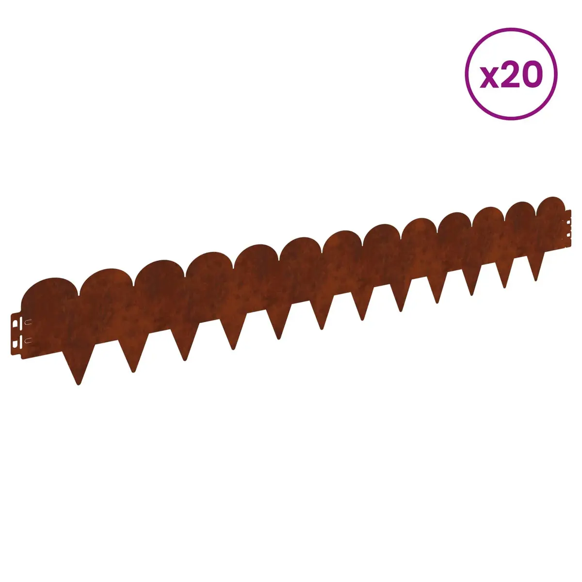 Garden Lawn Edging Steel Border Edge 103x15cm Brown 20 Piece