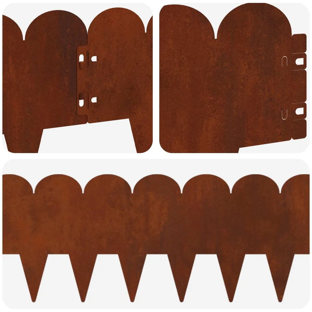 Steel Garden Edging 20 Piece Rusty Brown 103x20cm Sharp and Round Top