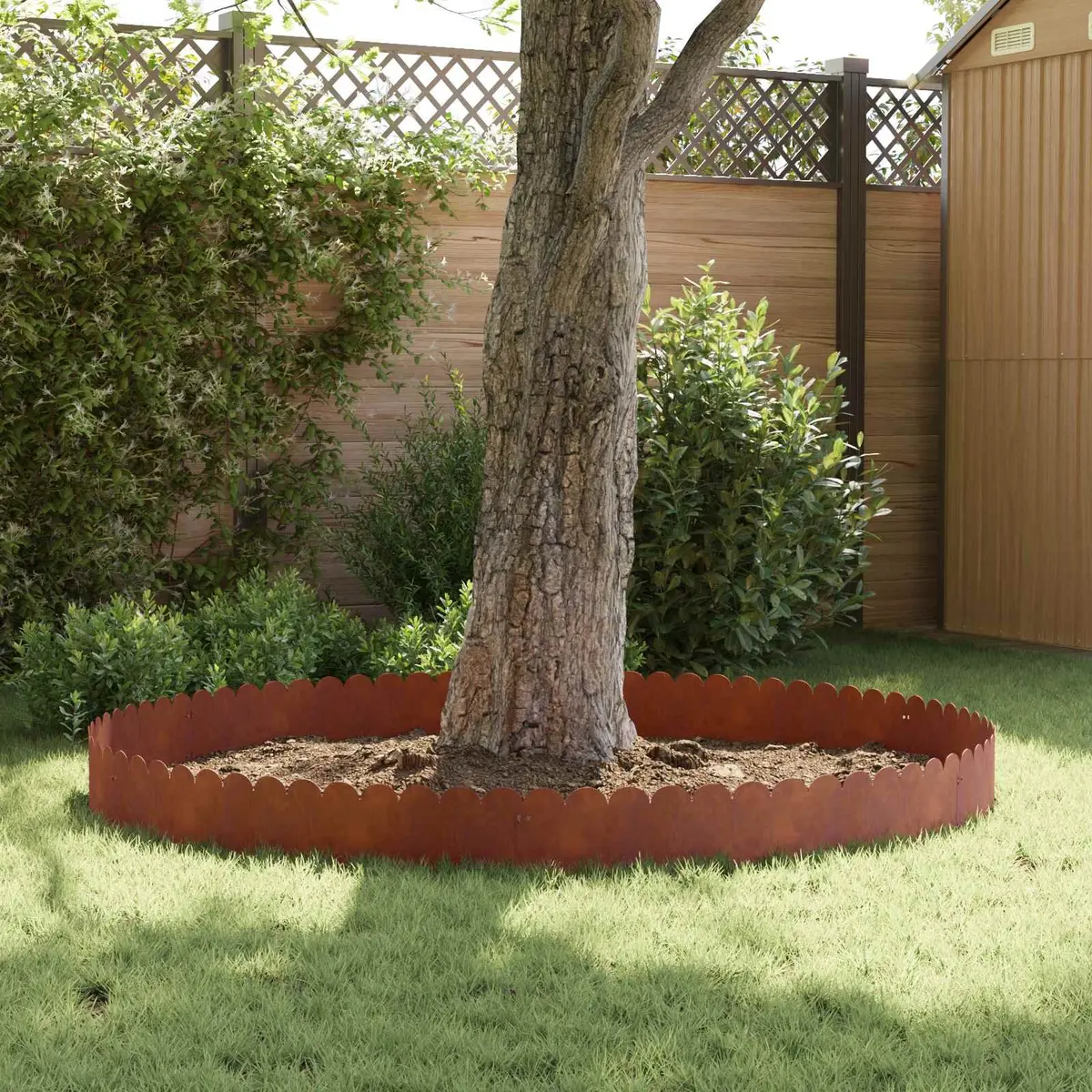 Garden Lawn Edging Steel 20 Pieces Flexible Brown Landscape Border Outdoor