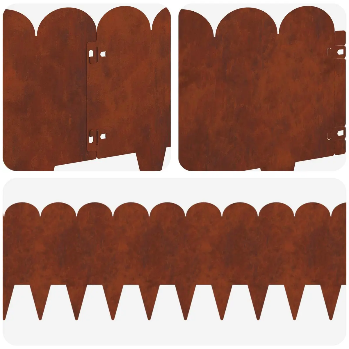 Garden Lawn Edging Steel 20 Pieces Flexible Brown Landscape Border Outdoor