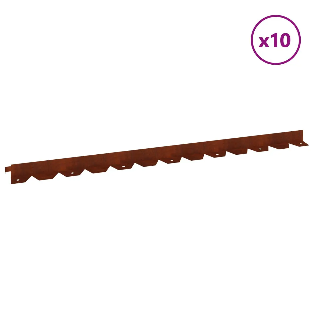 Lawn Garden Edging Border 10 Pieces Steel Flexible Landscaping Rustic Brown