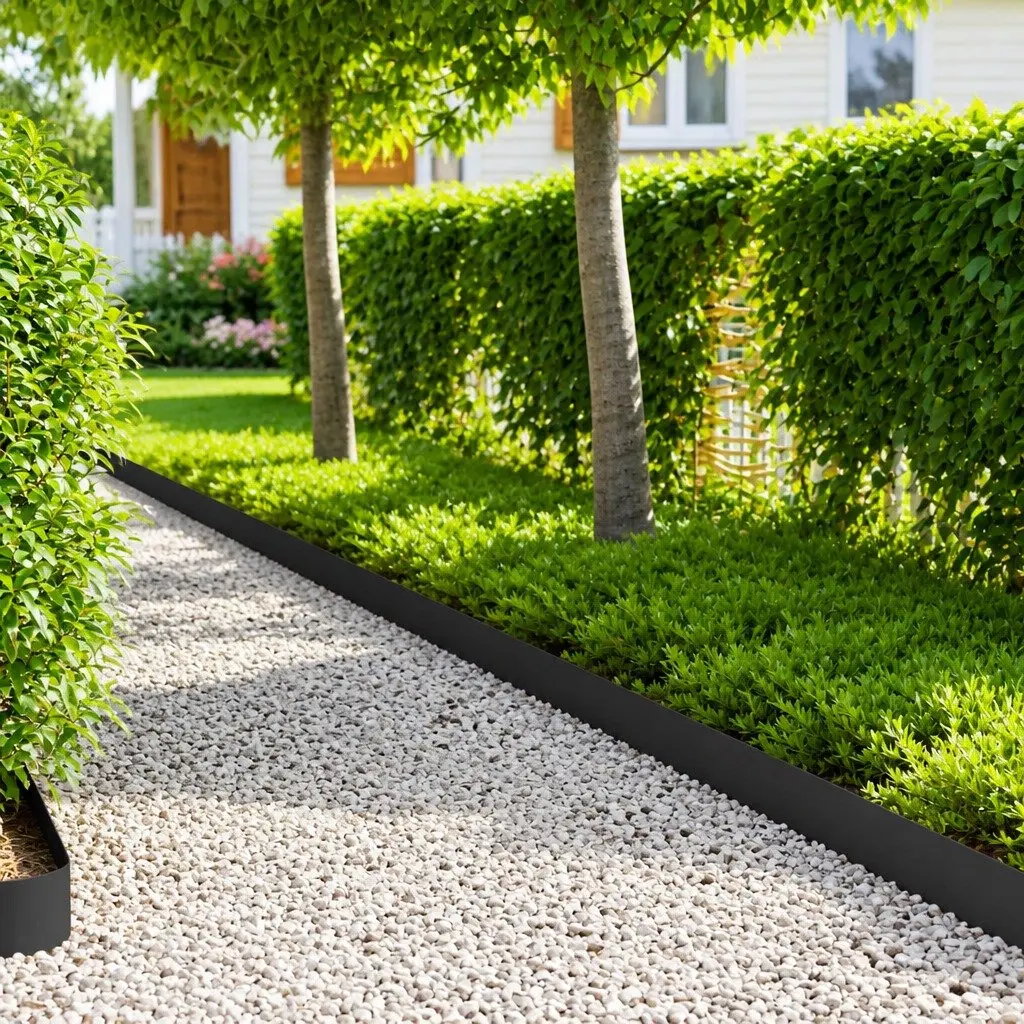 Steel Lawn Edging 100x15cm Top Fold 20 Piece Black