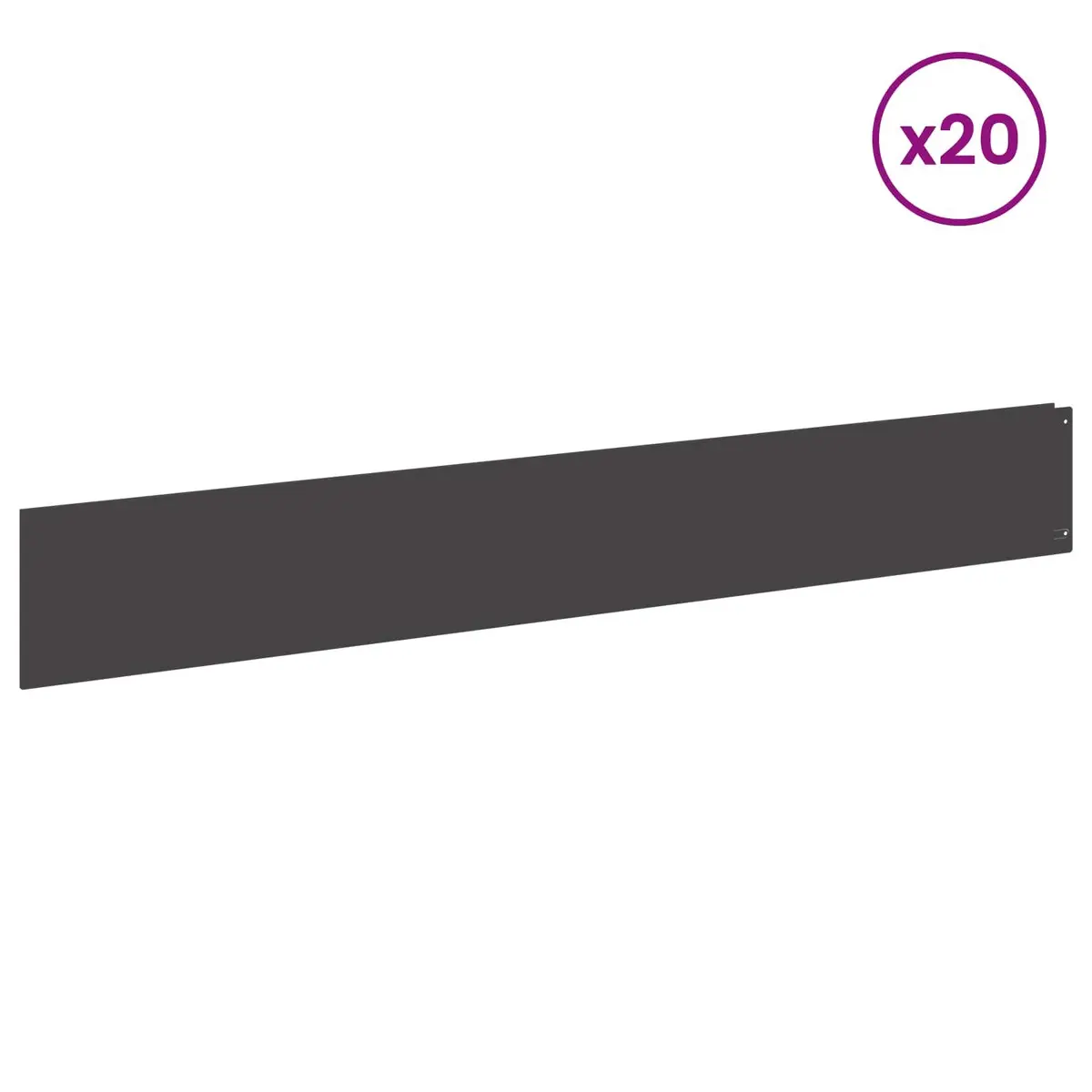 Steel Lawn Edging 100x15cm Top Fold 20 Piece Black