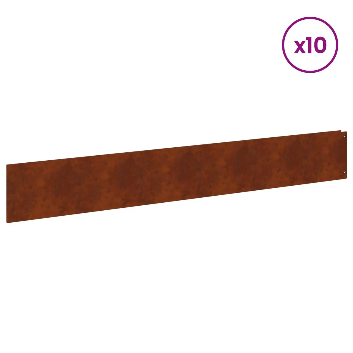 Steel Lawn Edging 100x15cm Rusty Brown Top Fold 10 Pieces