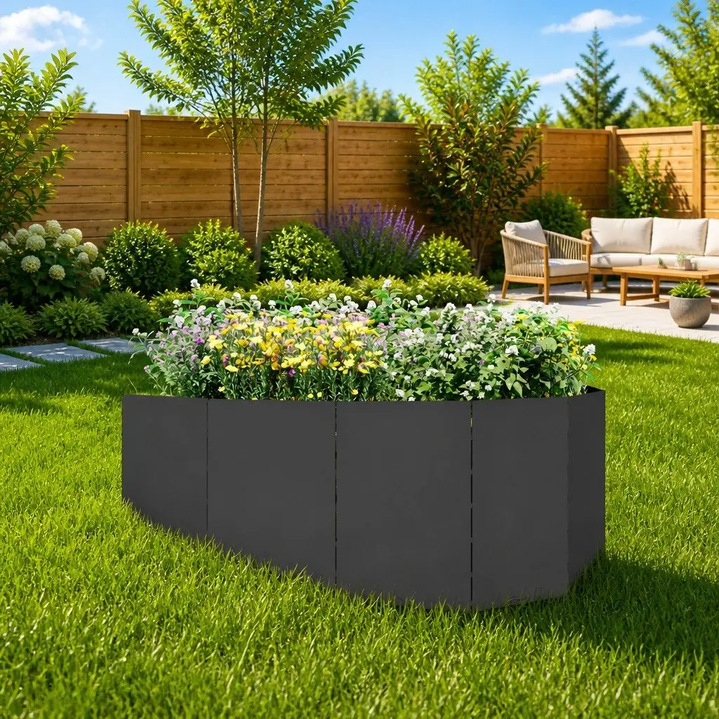 Garden Lawn Edging Steel Border 100 x 45 cm Black