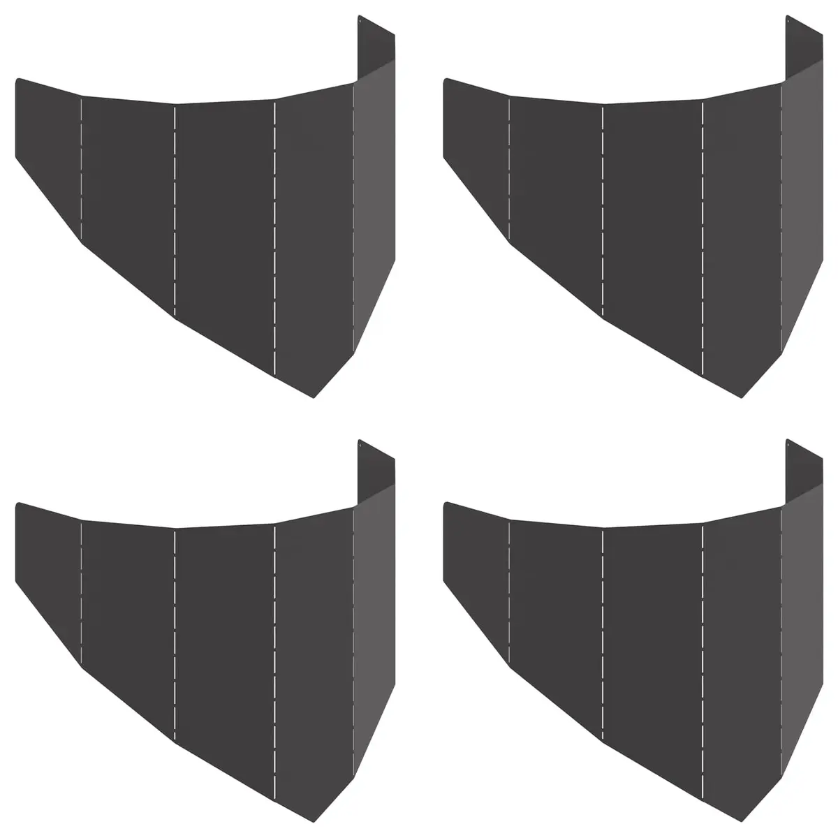 Garden Lawn Edging Steel Border Fencing 100 x 45 cm Black 4 Pieces