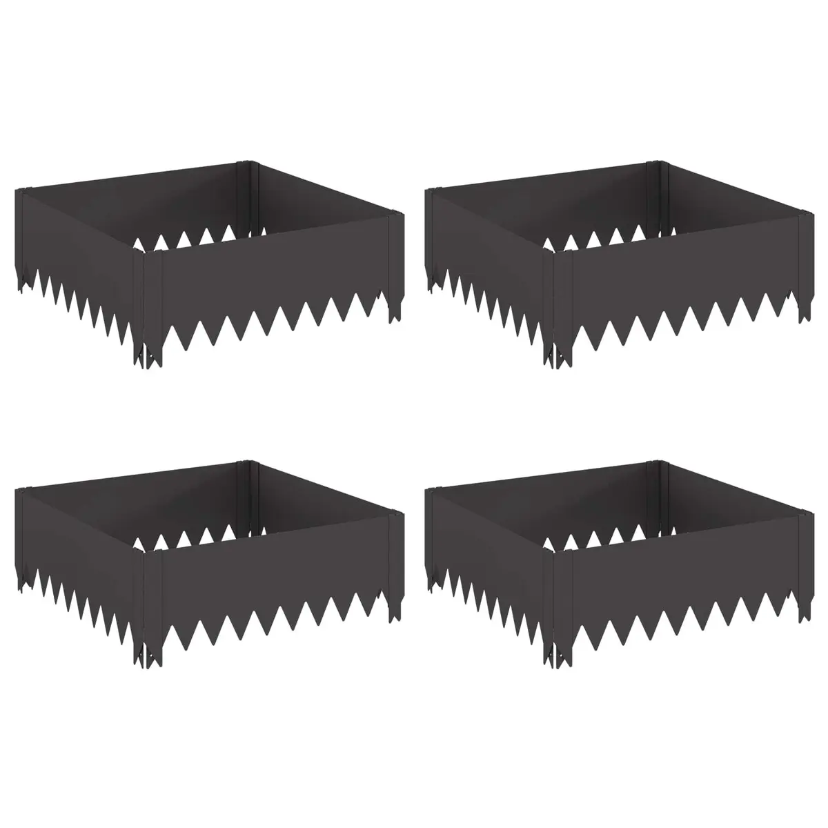 Garden Lawn Edging Steel 4 Pieces 60x60x20cm Black Landscape Border Pathway