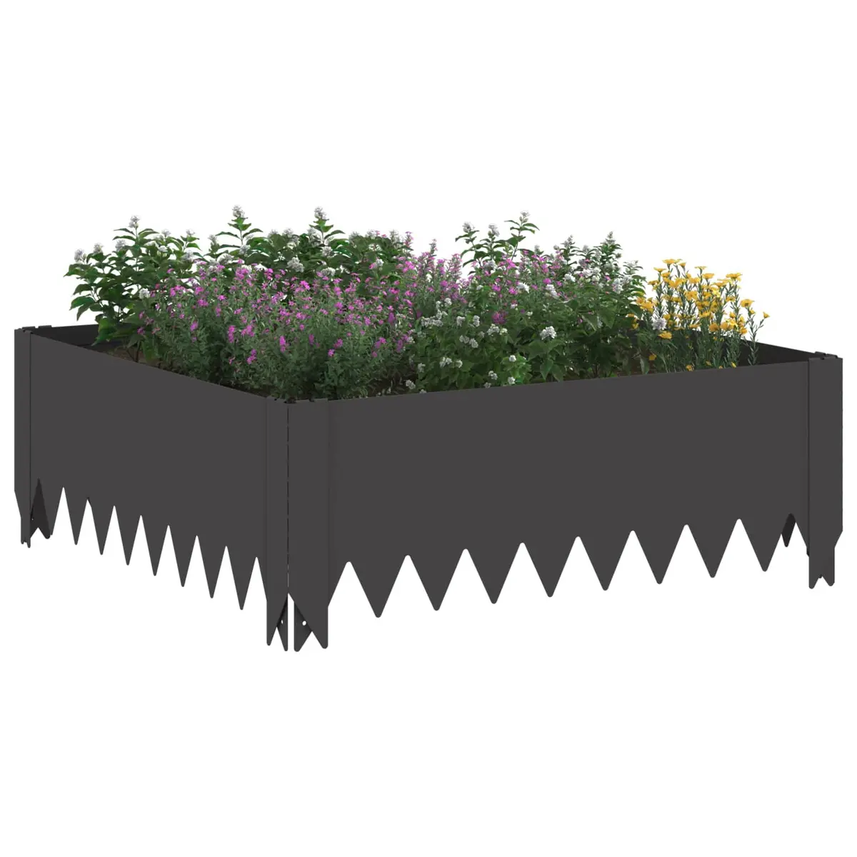 Garden Lawn Edging Steel 4 Pieces 60x60x20cm Black Landscape Border Pathway