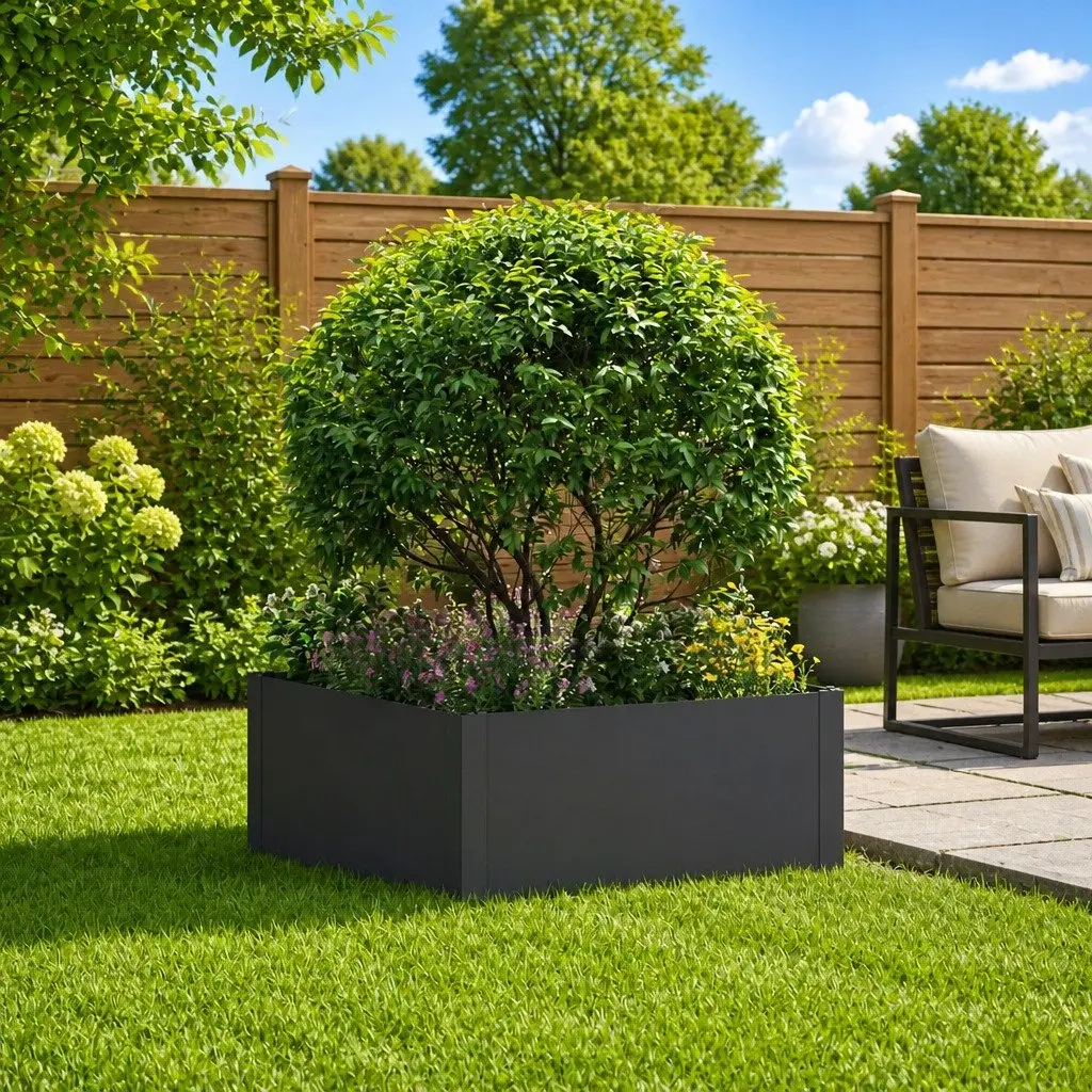 Steel Garden Border Edging 60x60x35cm Powder-coated Black