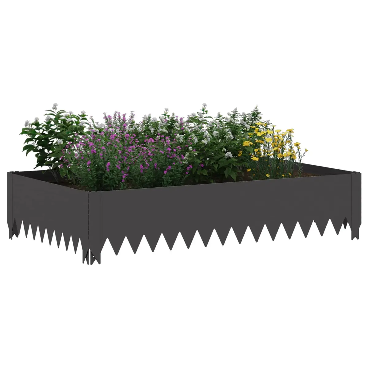Steel Garden Lawn Edging Border 100x60x20cm Landscape Pathway Bed Divider Black